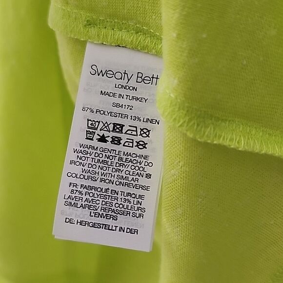 Sweaty Betty Small Cropped sleeveless swing vest tee shirt top lime punch green - Picture 4 of 6